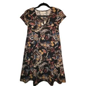 Four Threads Black Floral Short Sleeve Dress Girls Size 12 Whimsigoth Fairycore